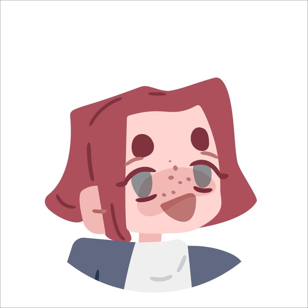 Cartoon Avatar with Freckles and Smile vector