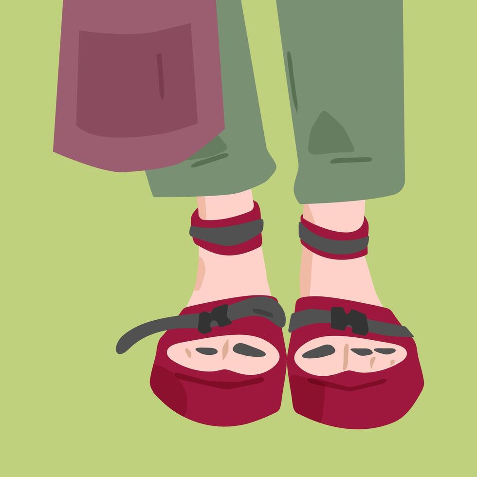 Flat Walking Sandals and Legs vector