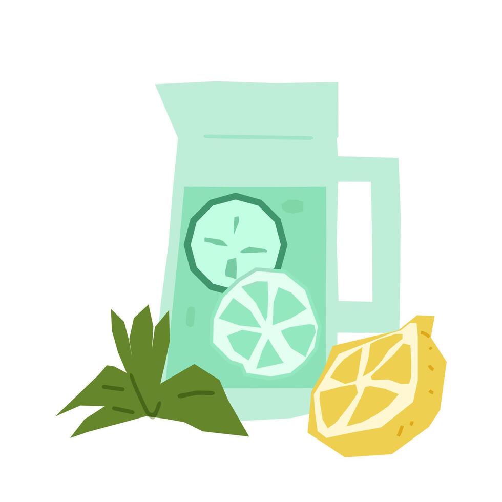 Mint Lemonade Jug Illustration vector