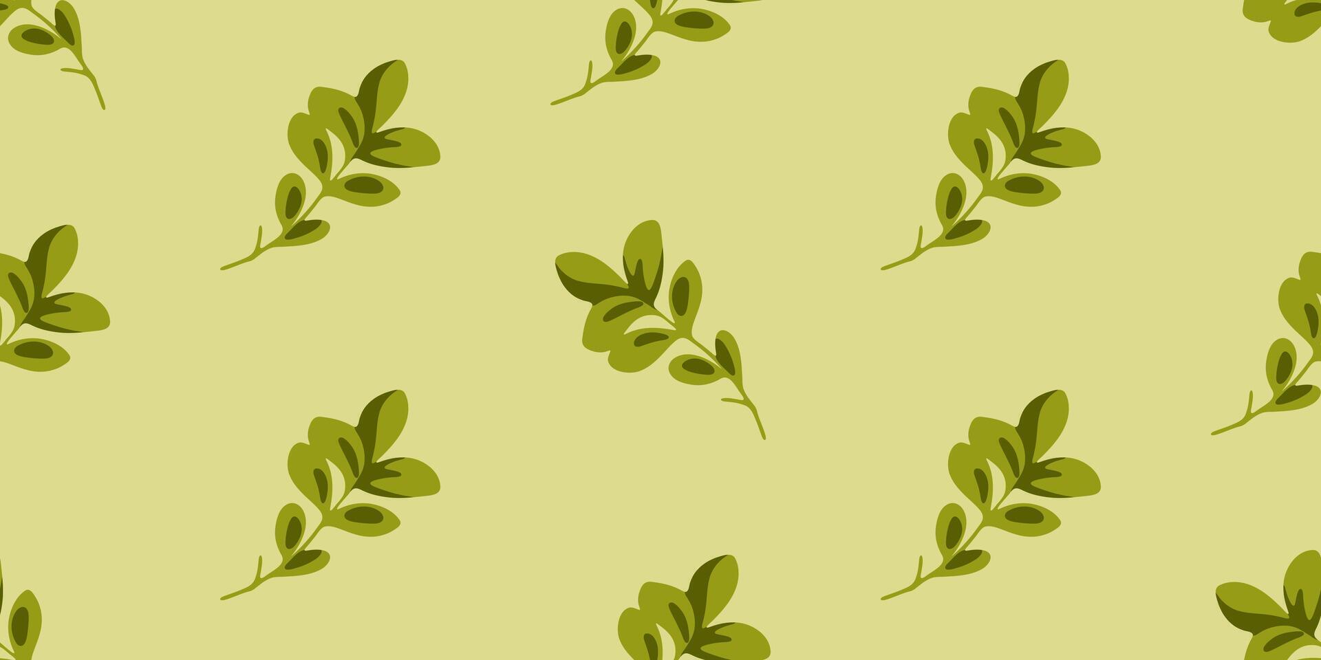 Seamless Green Leaf Branch Pattern vector