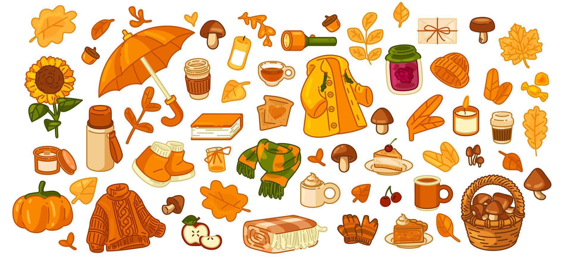 Cozy autumn elements illustration vector