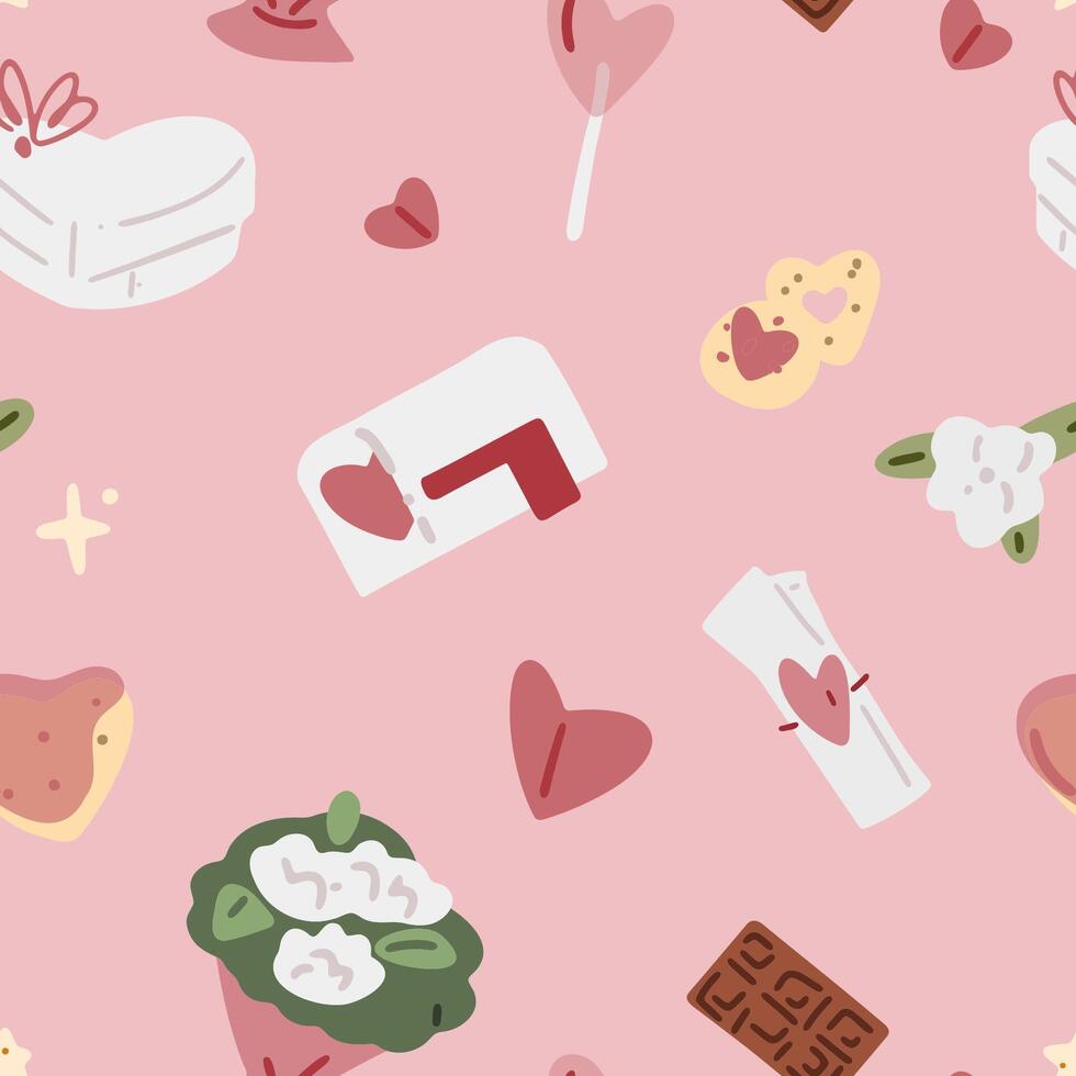 Seamless Valentine Love Gift Pattern vector