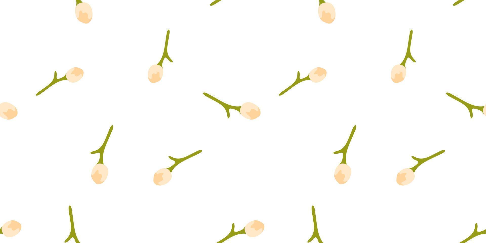 Seamless Cream Floral Bud Pattern vector