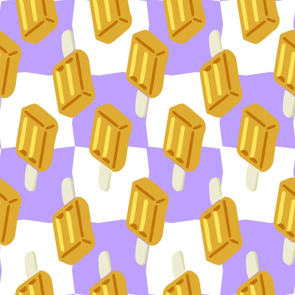 Seamless Yellow Ice Cream Pattern vector