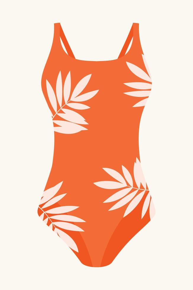 Female orange swimsuit. Clothes for vacation, summer, swimming, recreation. Element for design. vector
