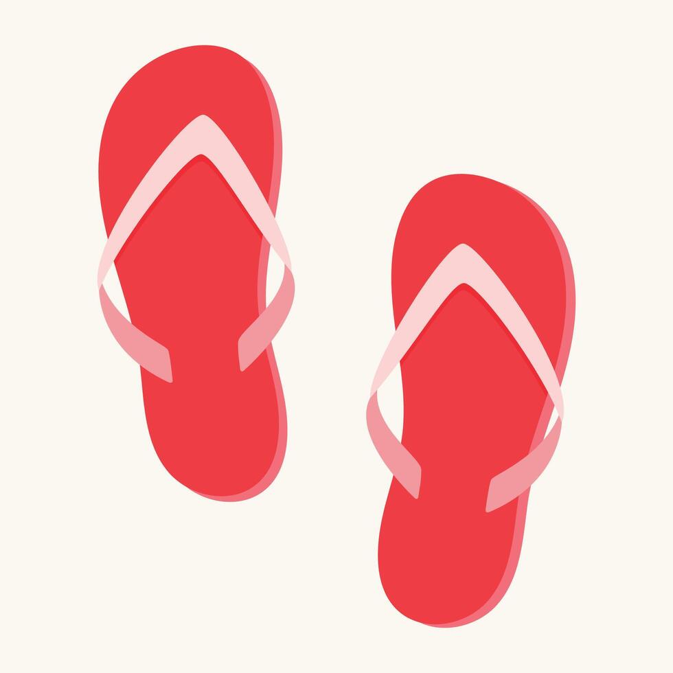 Red flip flops. Slippers icon. Beach accessories. Element for design. vector