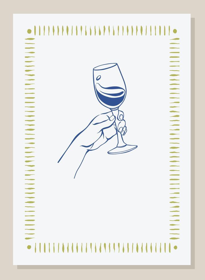 Wine tasting poster. Hand holding wine glass in hand drawn ink sketch style with the lettering Cheers. Vintage celebration concept design for menu, poster, invitations for event, party, and cards. vector