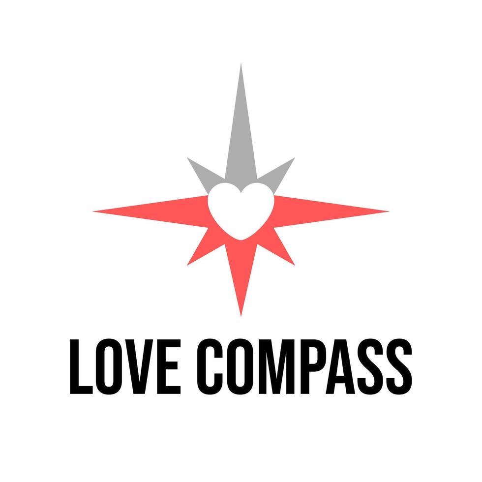 Love Compass Heart in Negative Space Symbol vector
