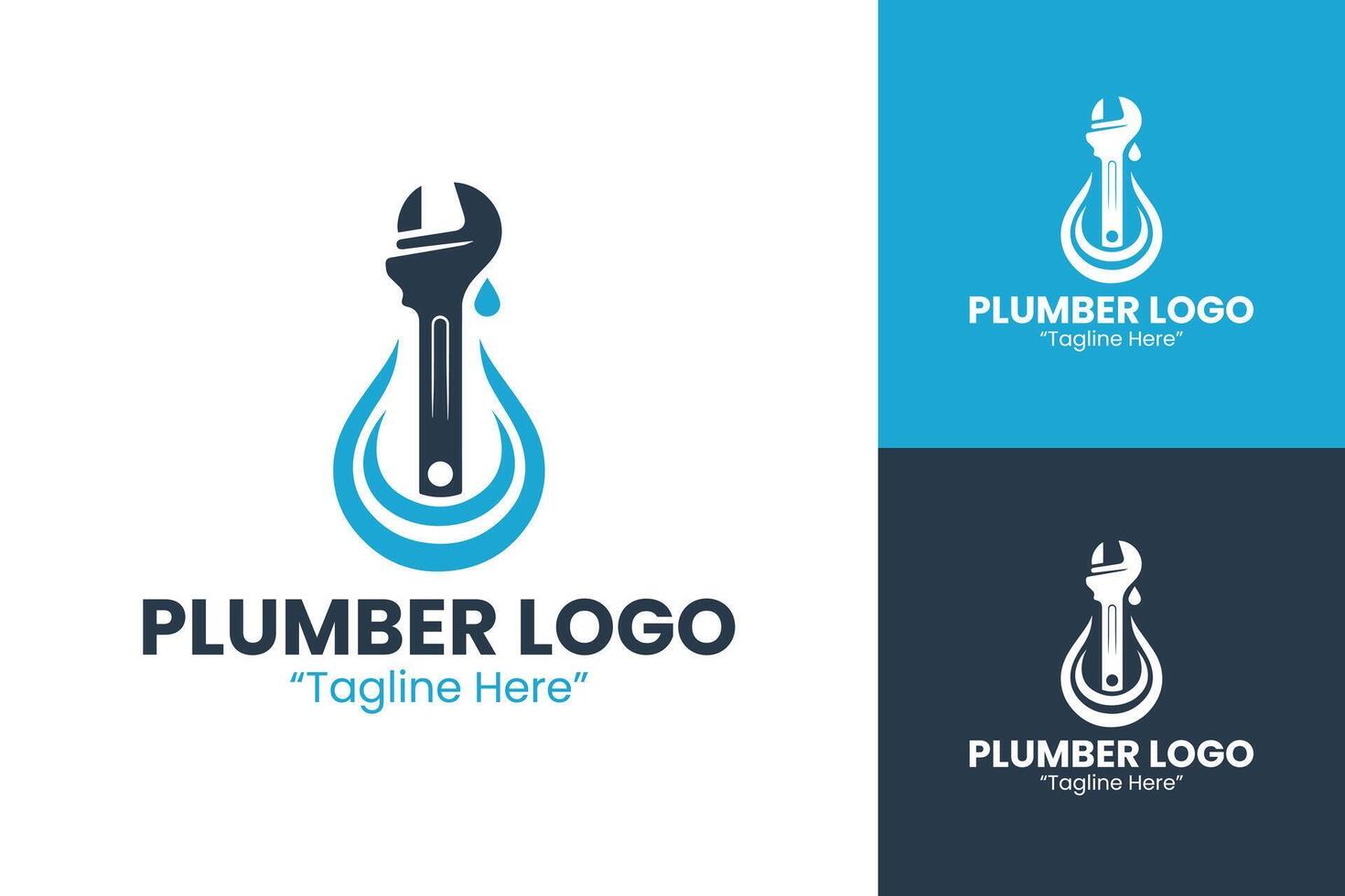 Plumbing Services Logo with Wrench and Water Drop Design vector