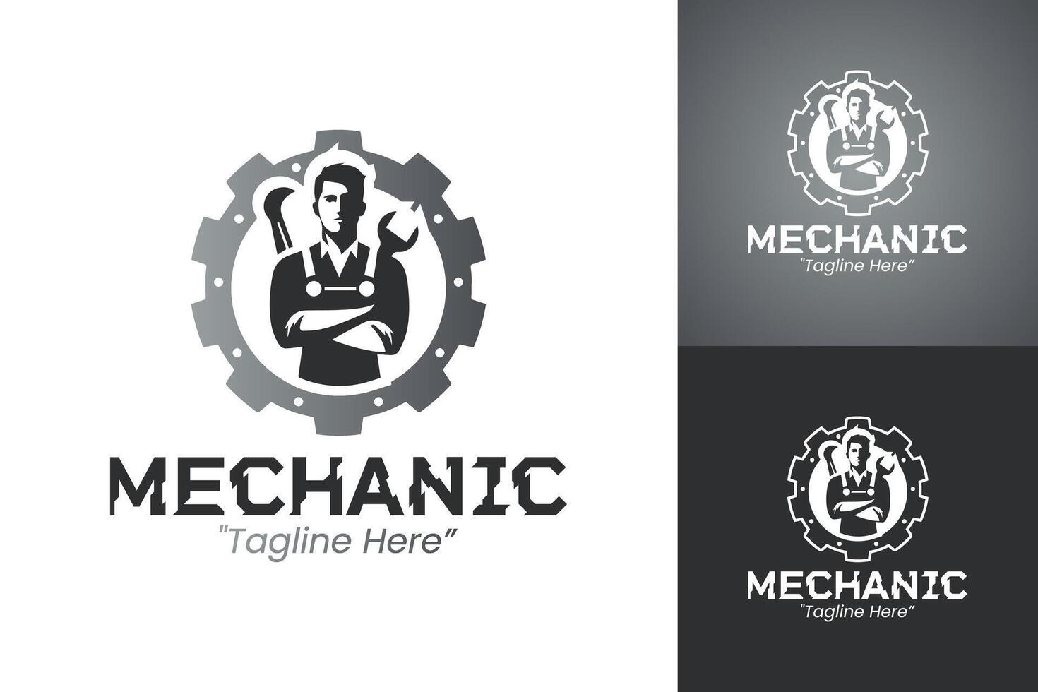 Mechanic Logo Design for Automotive Workshop with Tools and Gear vector