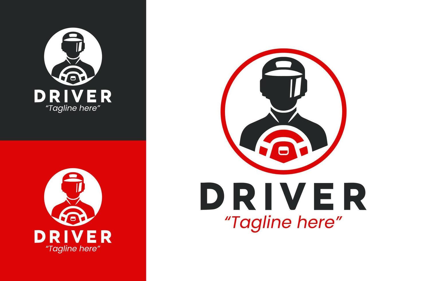 Creative Driver Logo Design with Helm and Steering Wheel for Car and Transport Services vector