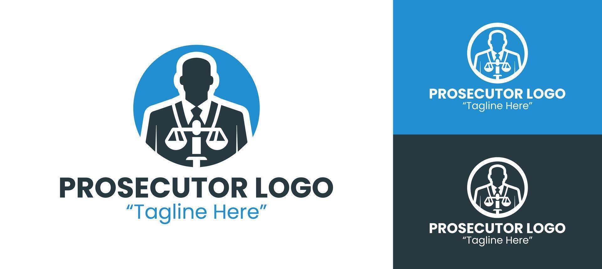 Innovative Prosecutor Logo with Justice Scale and Blue Circle Design for Legal Branding vector