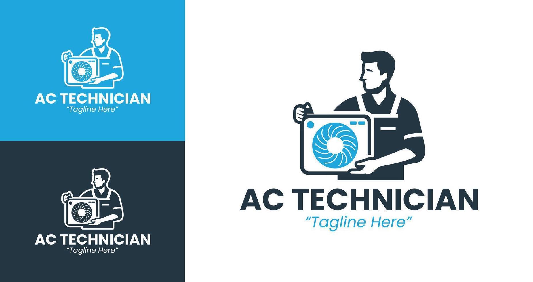 Professional Air Conditioning Technician Logo for Reliable Service Branding vector