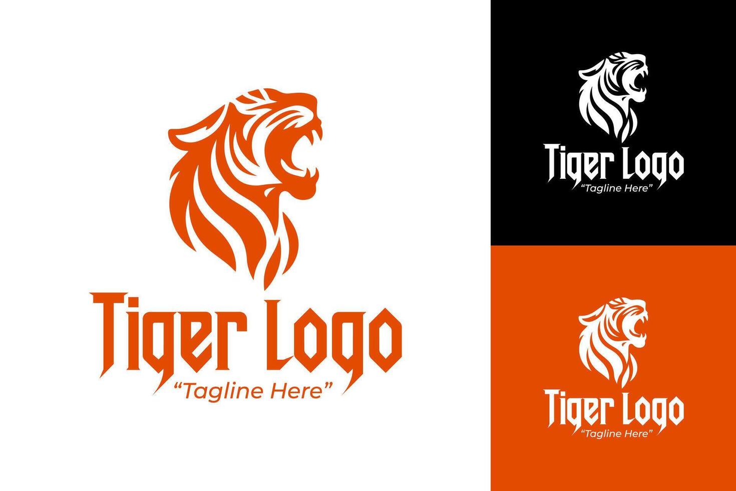 Professional and Aggressive Tiger Logo Designs for Branding in Black and Orange vector