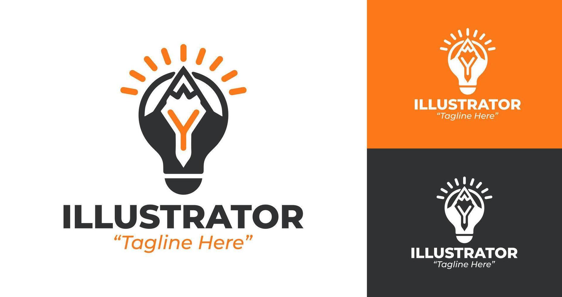 Sleek Black and Orange Illustrator Logo for Professional Design Branding vector