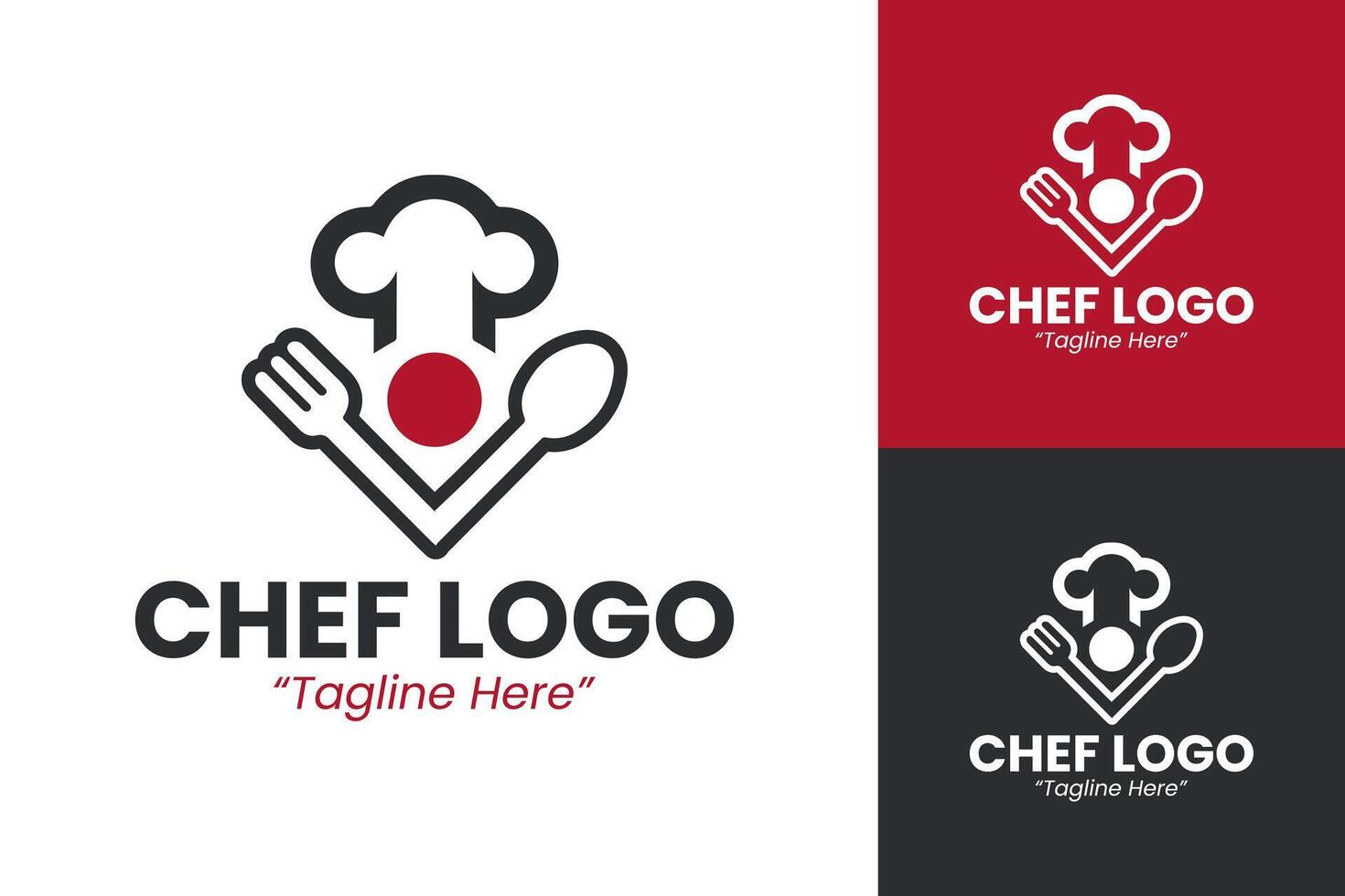 Creative Modern Chef Logo Design in Red and Black for Food Industry Branding vector