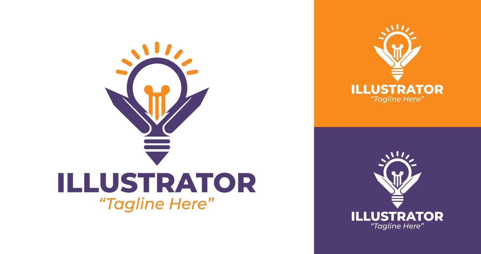 Elegant and Creative Illustrator Logo in Purple and Orange for Visual Branding vector