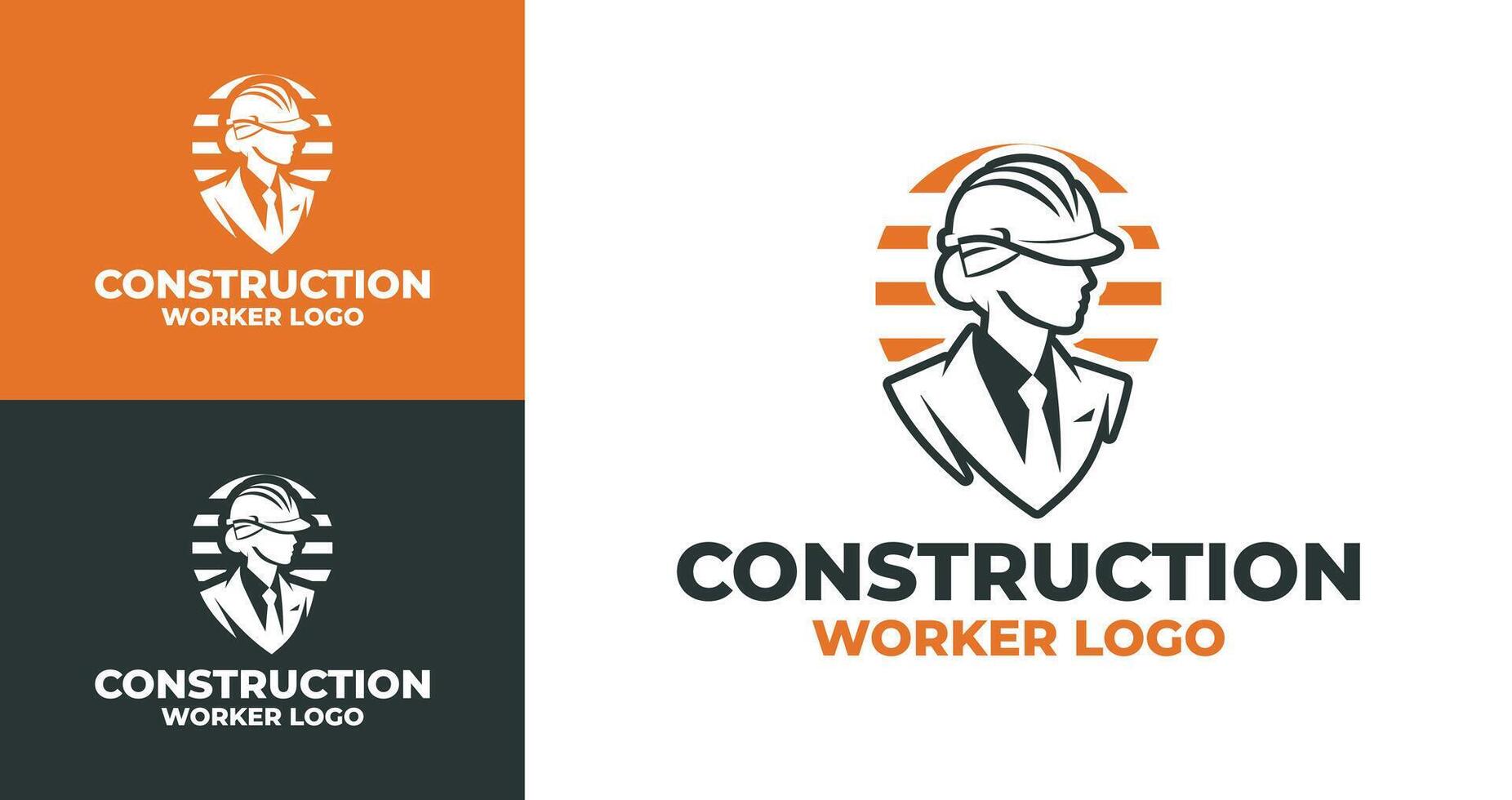 Stylish and Unique Construction Worker Logo with Hard Hat vector