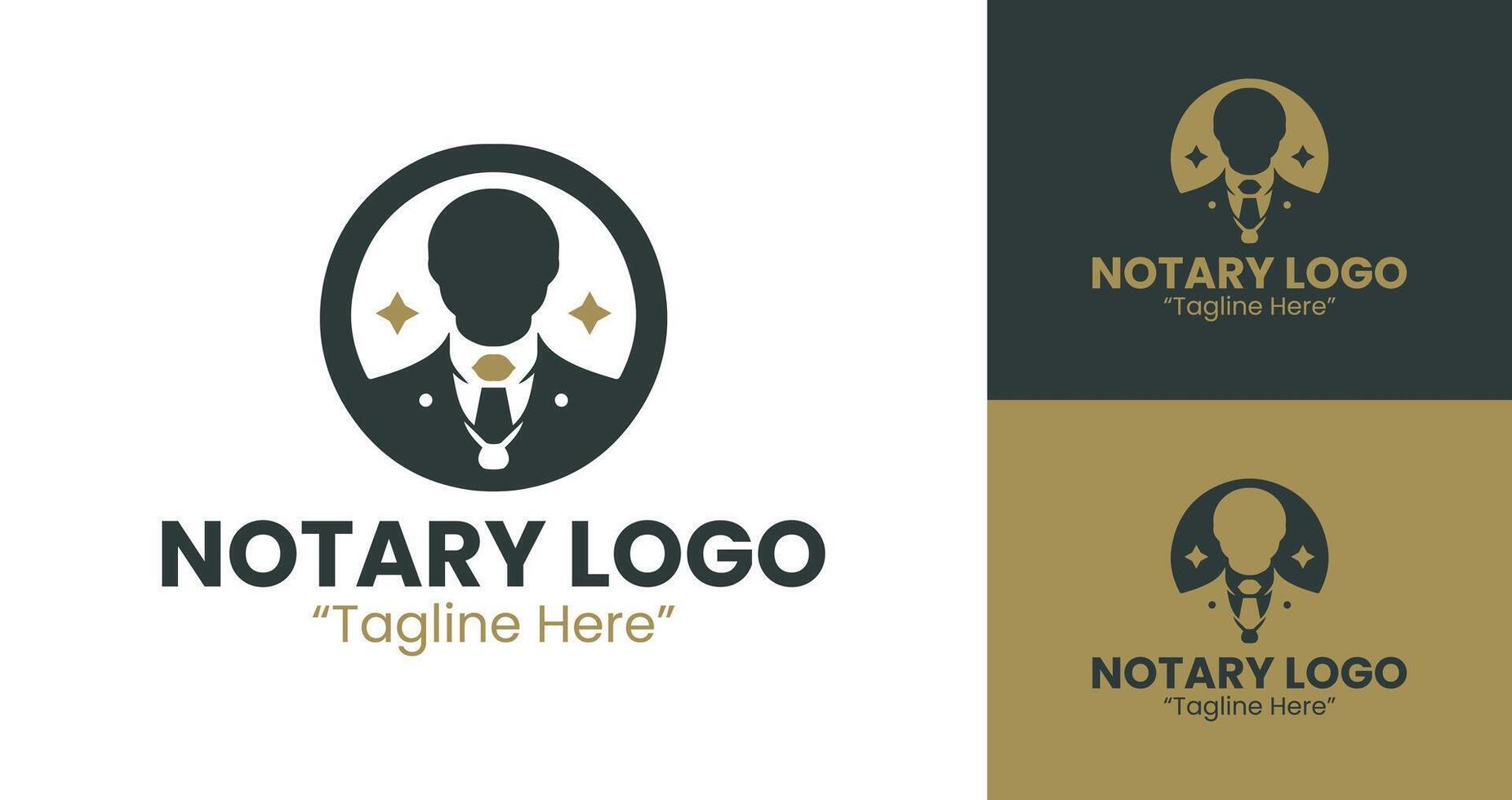 Modern Notary Logo with Professional Figure and Legal Symbol for Notary Public Branding vector