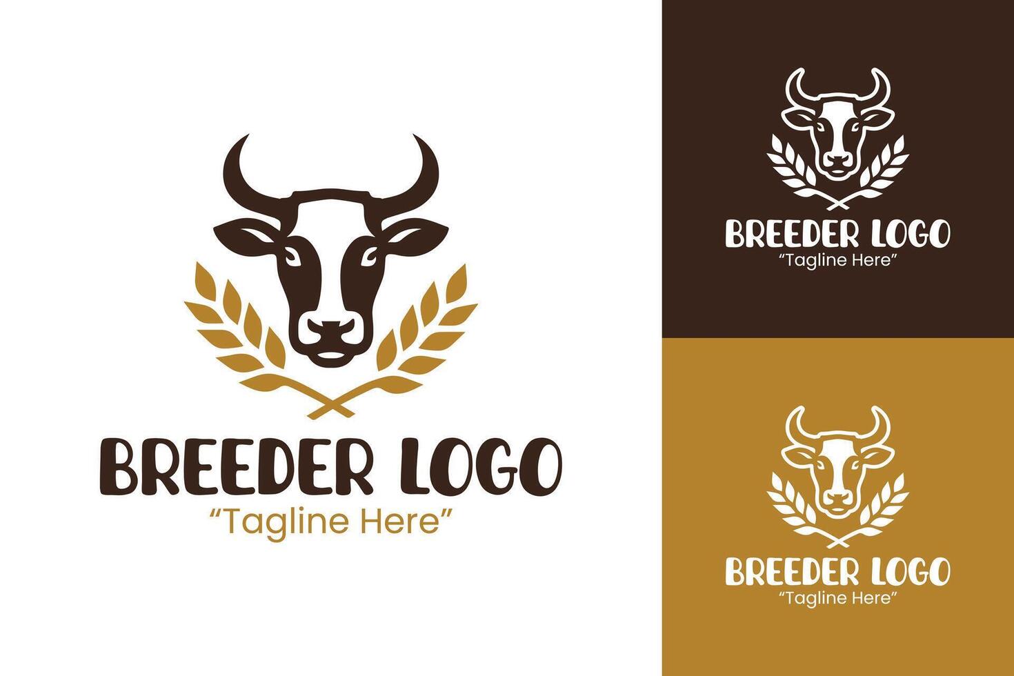 Creative Cow Head with Wheat Stalks for Professional Breeder Logo Design vector