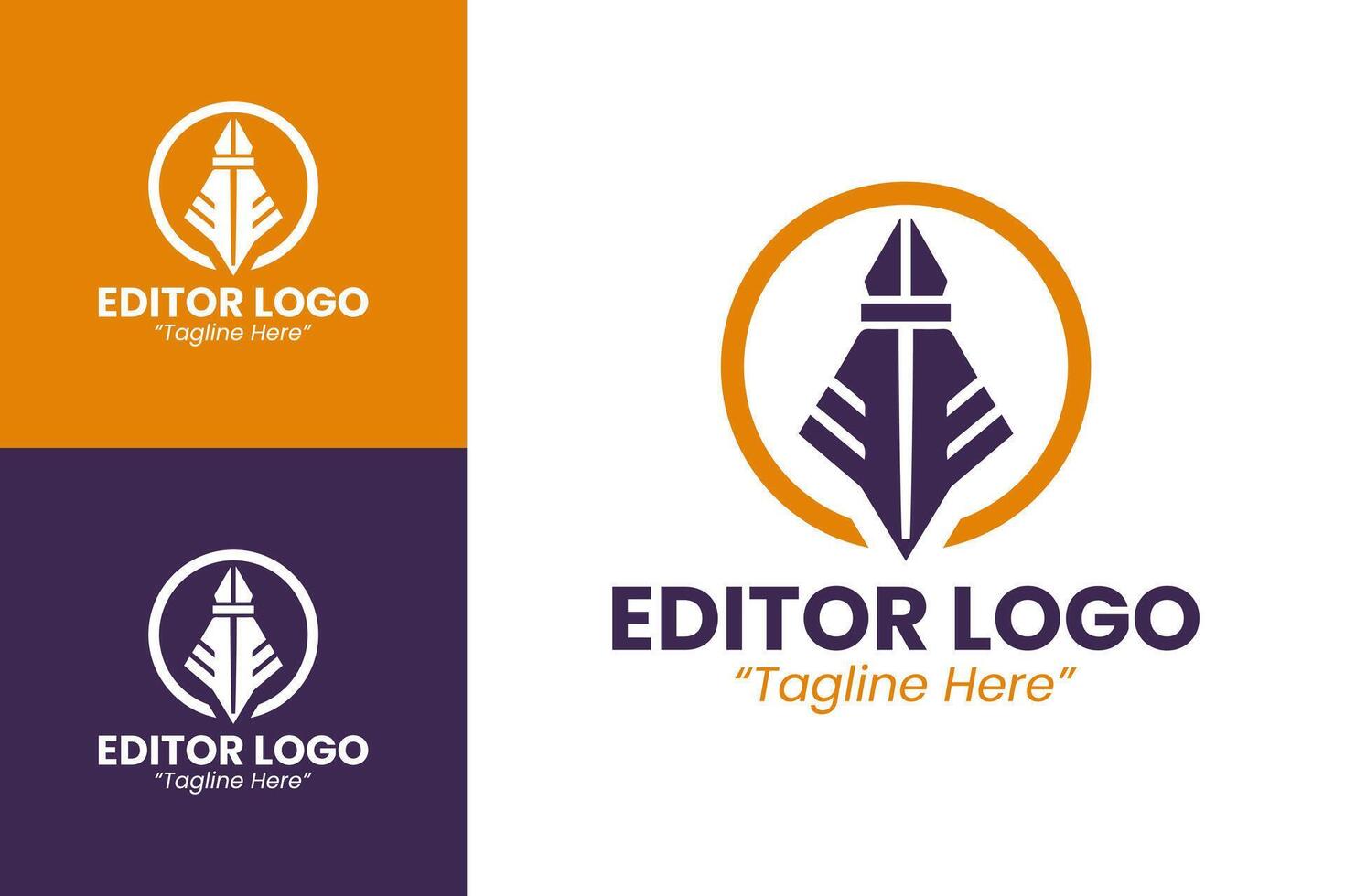 Professional and Modern Editor Logo in Orange and Purple for Content Editing Branding vector