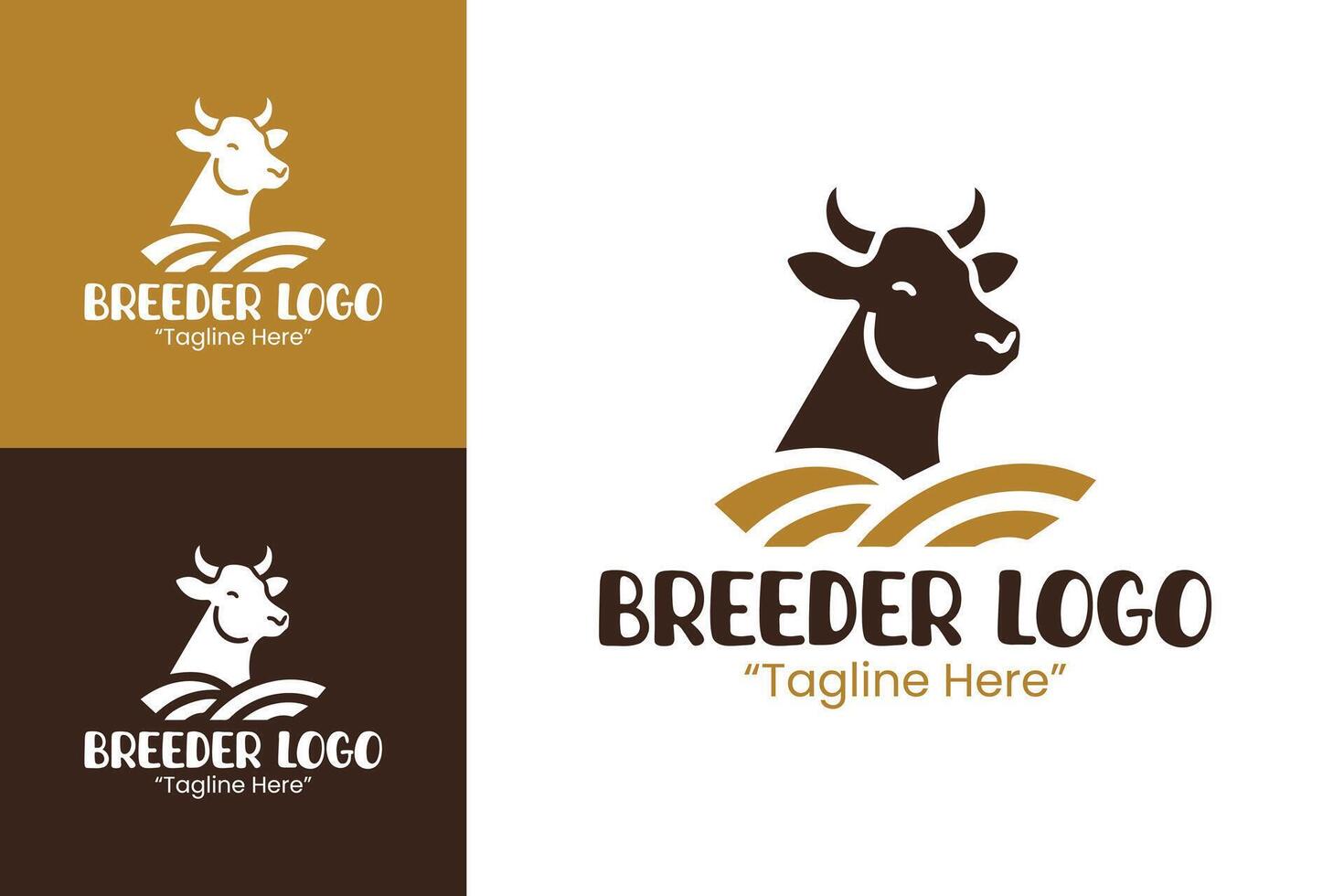 Elegant Cow Breeder Logo with Wheat and Earthy Brown Tones for Agriculture Business vector