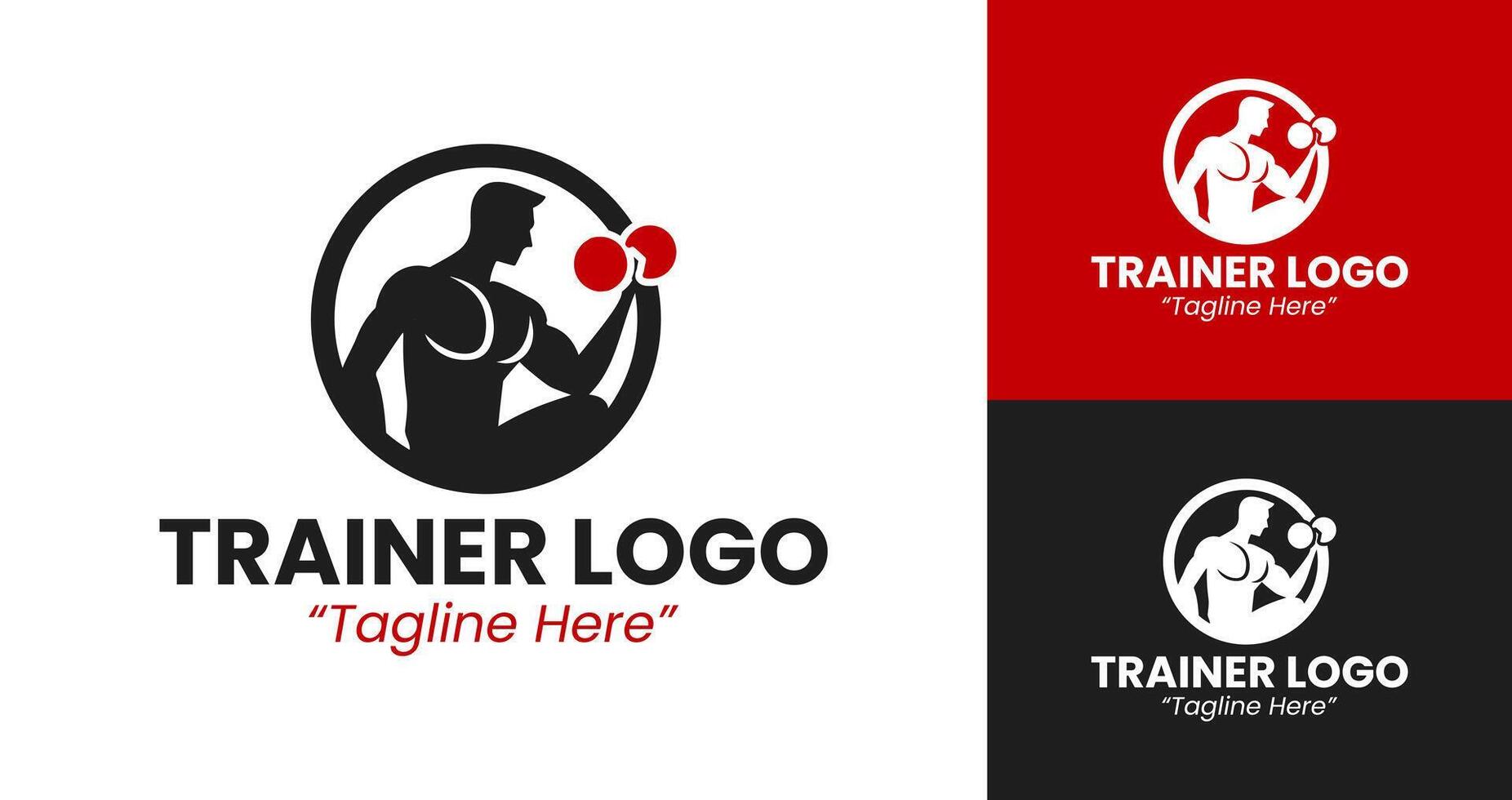 Stylish Personal Trainer Logo with Weightlifter and Dumbbells for Fitness Identity vector
