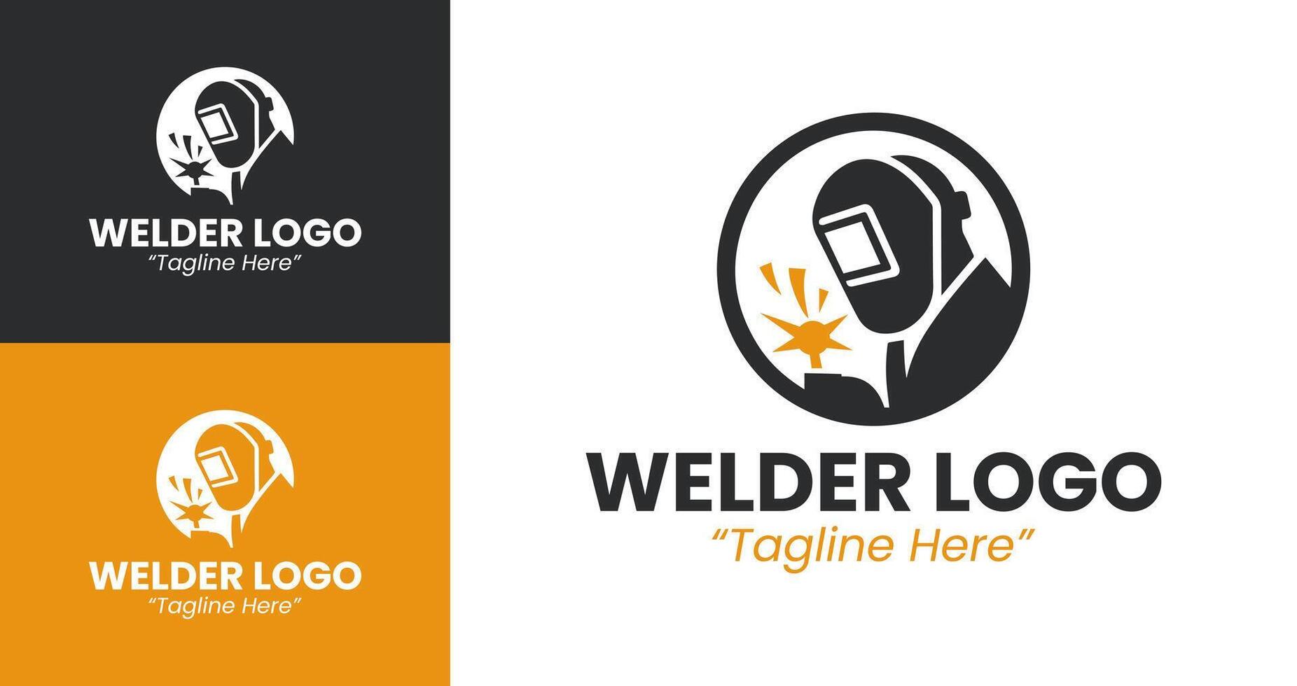 Powerful Industrial Welder Logo Design with Modern Black and Yellow Colors vector