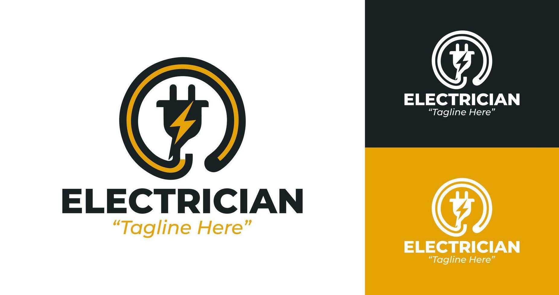 Electrician Logo Design with Power and Energy Icon for Branding vector