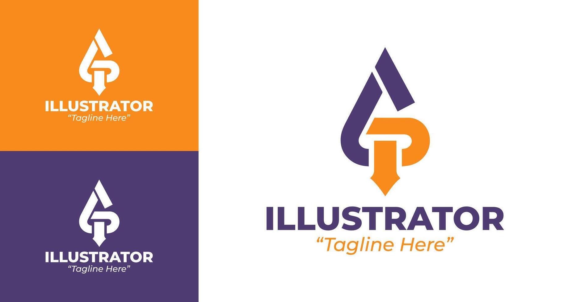 Modern and Professional Illustrator Logo in Purple and Orange for Digital Branding vector