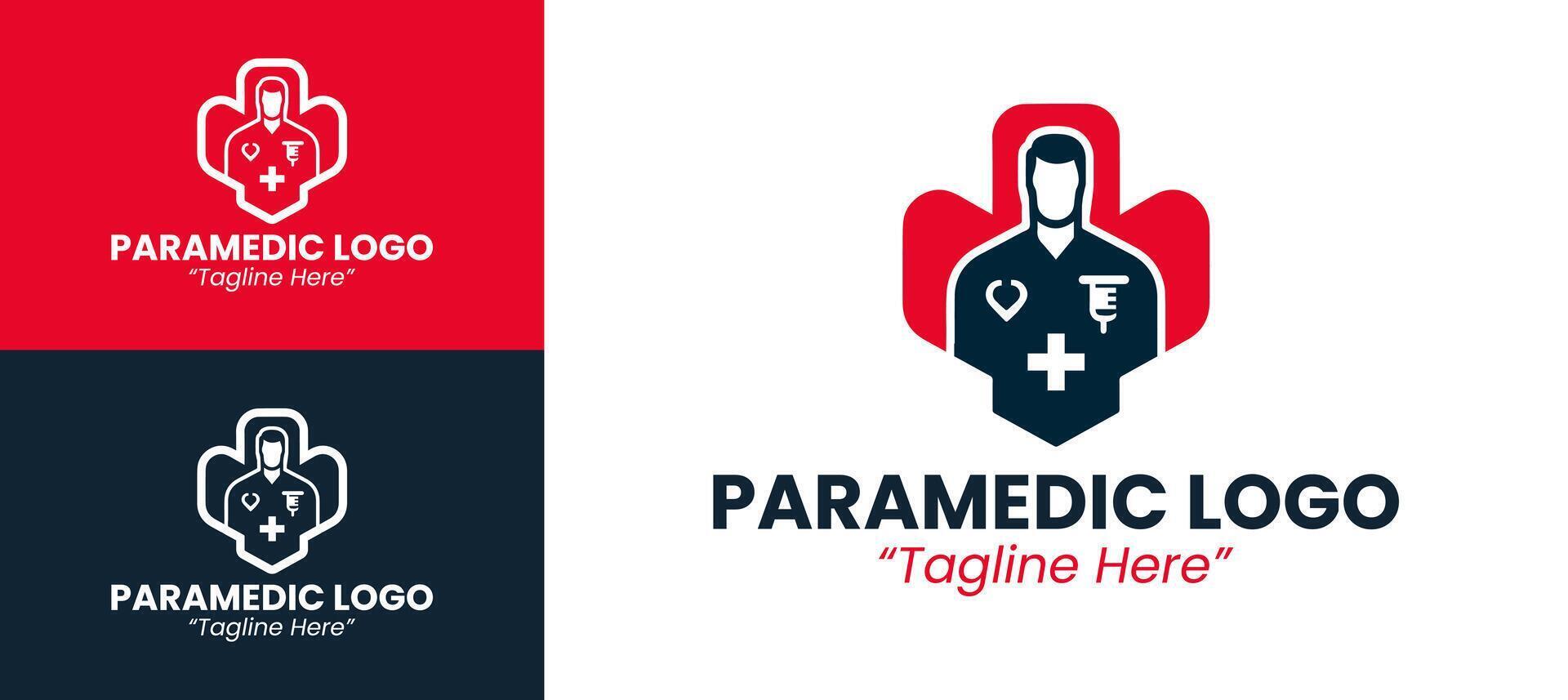 Unique Paramedic Logo for Health and Emergency Response Professionals in Red and Dark Blue vector