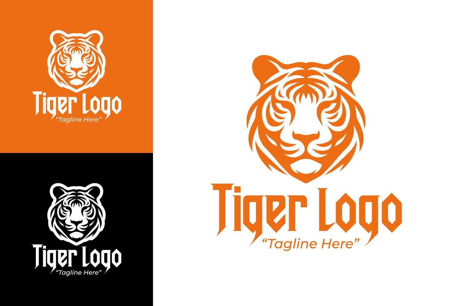 Orange and Black Tiger Logo Designs for Professional Branding and Identity vector