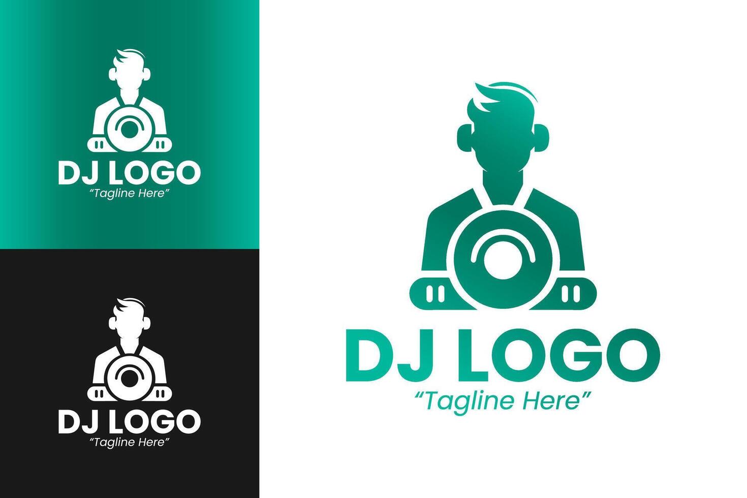 Trendy DJ Logo Featuring Play Button and Modern Color Scheme vector