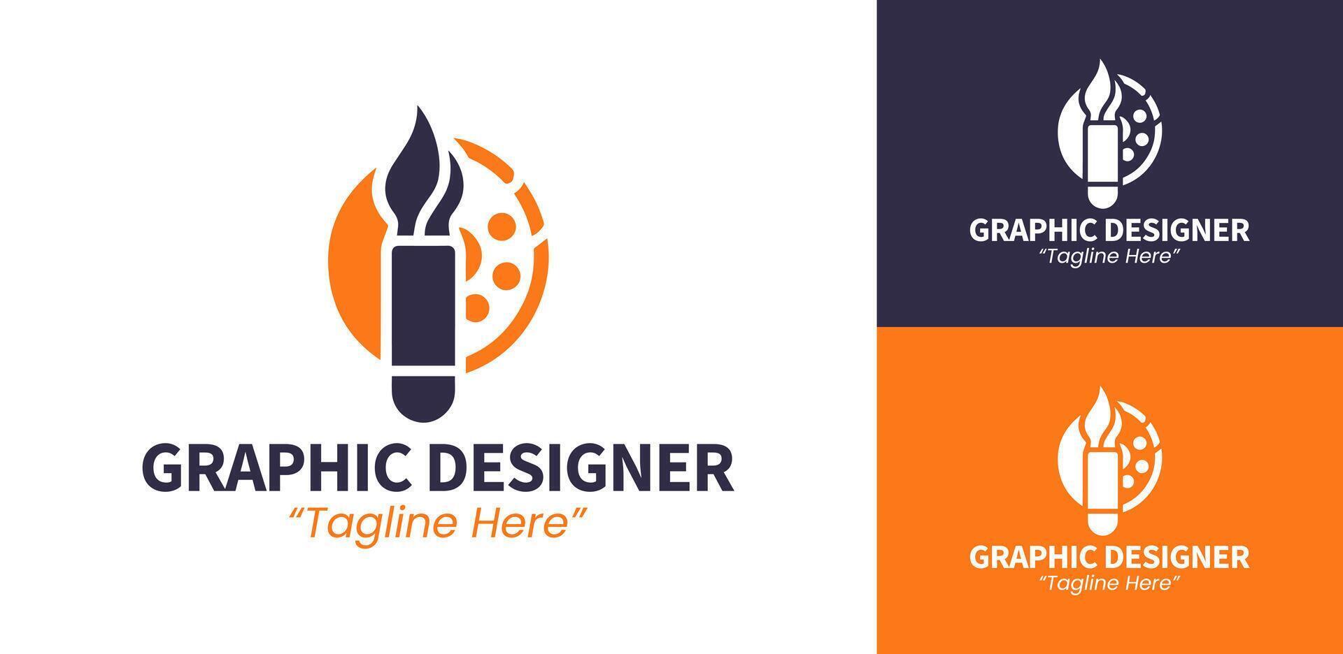Sleek and Modern Graphic Designer Logo in Purple and Orange for Professional Branding vector