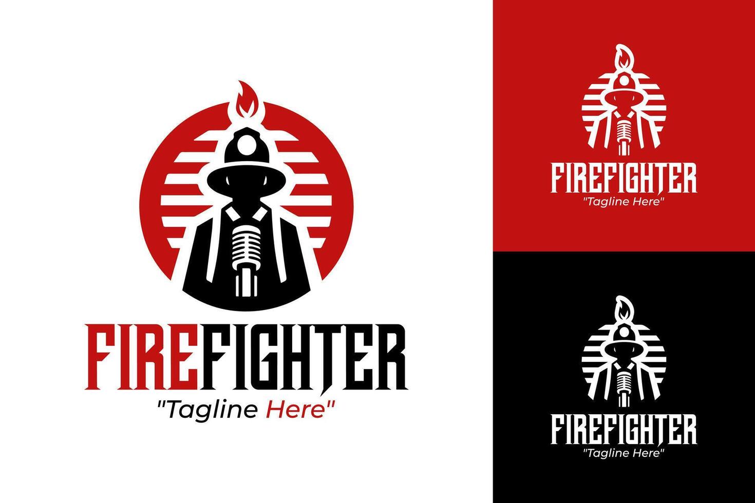 Creative and Bold Firefighter Logo with Flames and Firefighter Icon for Branding vector