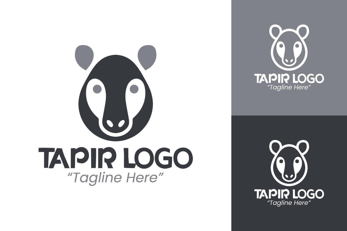 Creative Tapir Logo Design with Minimalist Style in Black and White for Branding vector