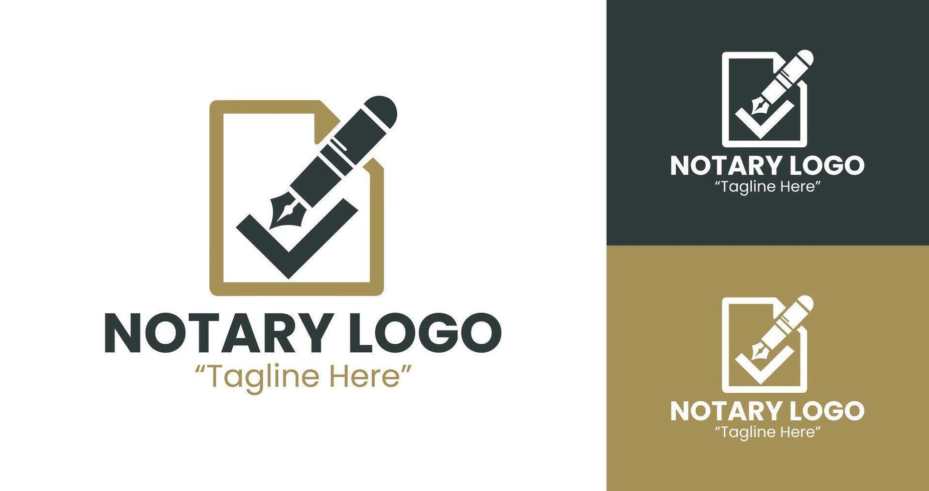 Creative Notary Logo with Pen and Checkmark for Legal Services Branding vector