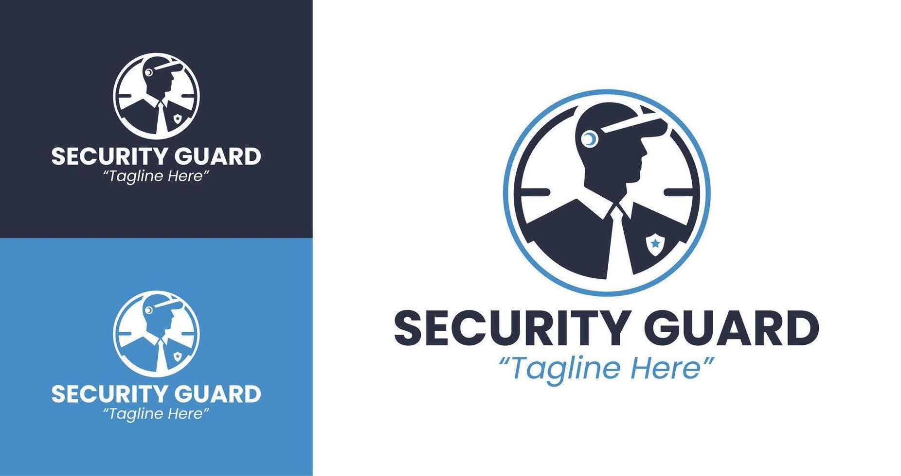 Modern Security Guard Logo with Headset and Uniform vector