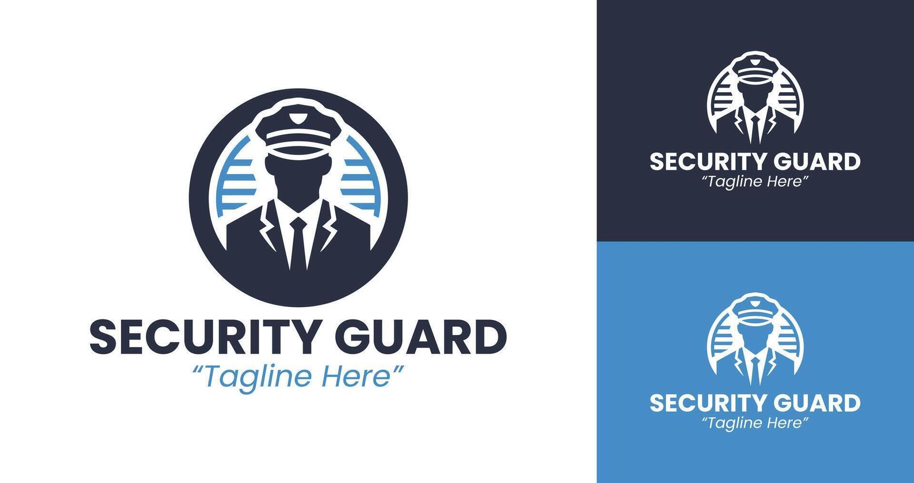 Bold Security Guard Logo with Male Officer and Badge Design vector
