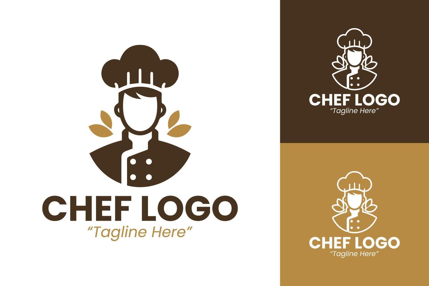 Elegant Chef Logo with Gold and Brown Accents for Culinary Branding vector