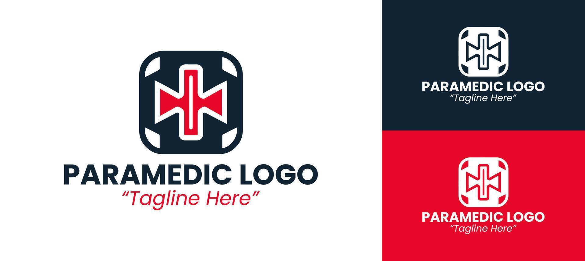 Creative Paramedic Logo for Healthcare and Emergency Response Branding in Red and Dark Blue vector