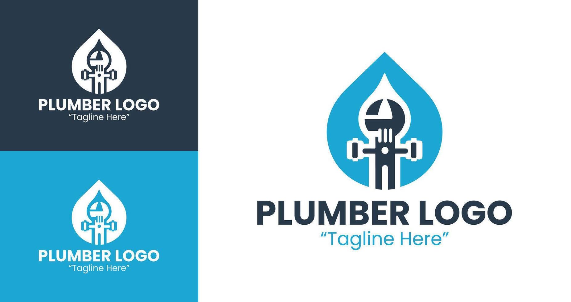 Modern and Clean Plumbing Logo with Iconic Wrench and Water Symbol vector