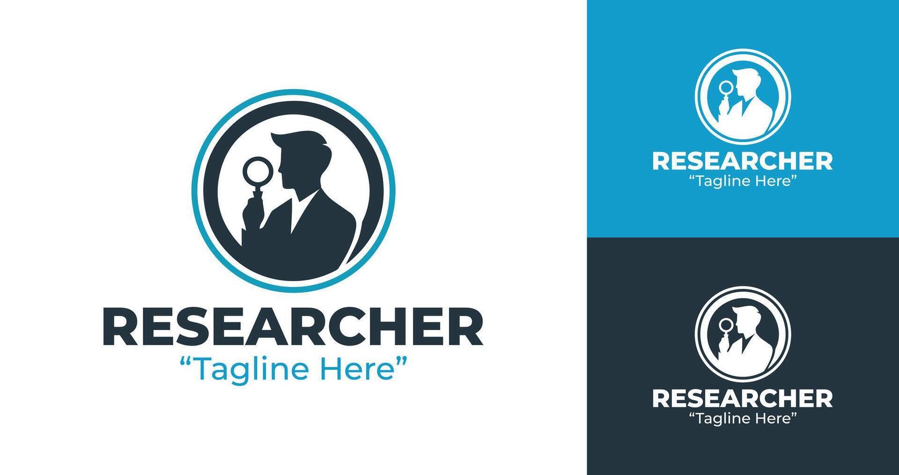 Minimal Researcher Logo with Magnifying Glass and Search Symbol for Professionals vector