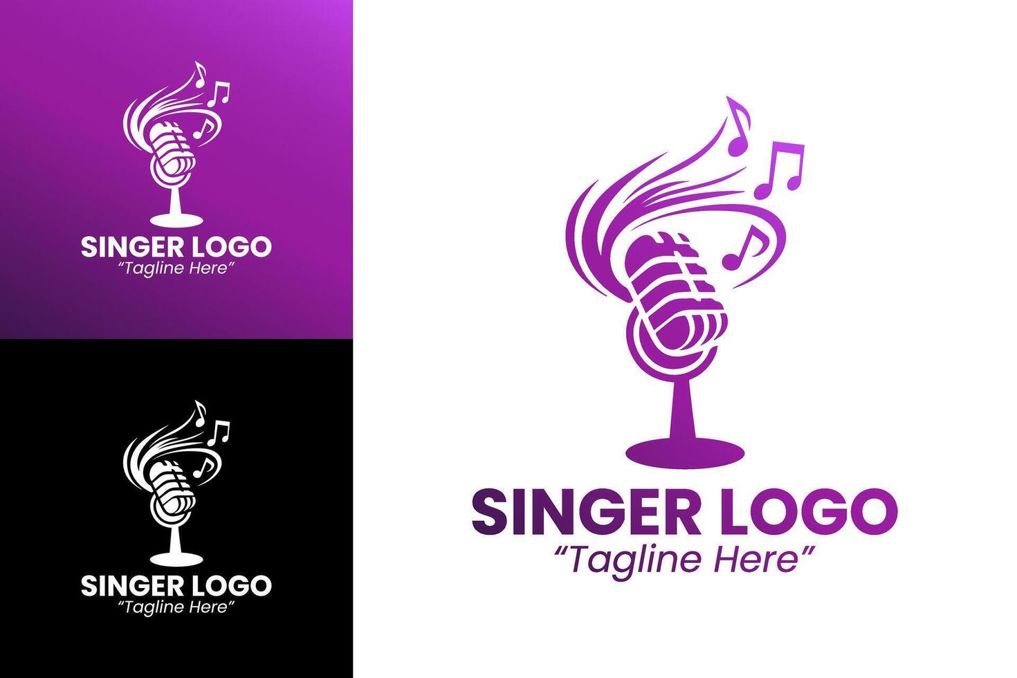 Chic Purple Singer Logo with Microphone Icon for Music Performance vector