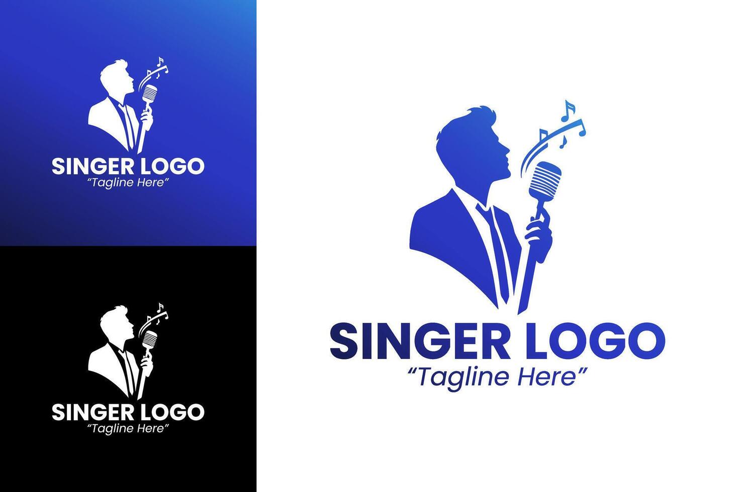 Gradient Blue Singer Logo for Music and Performance Branding vector