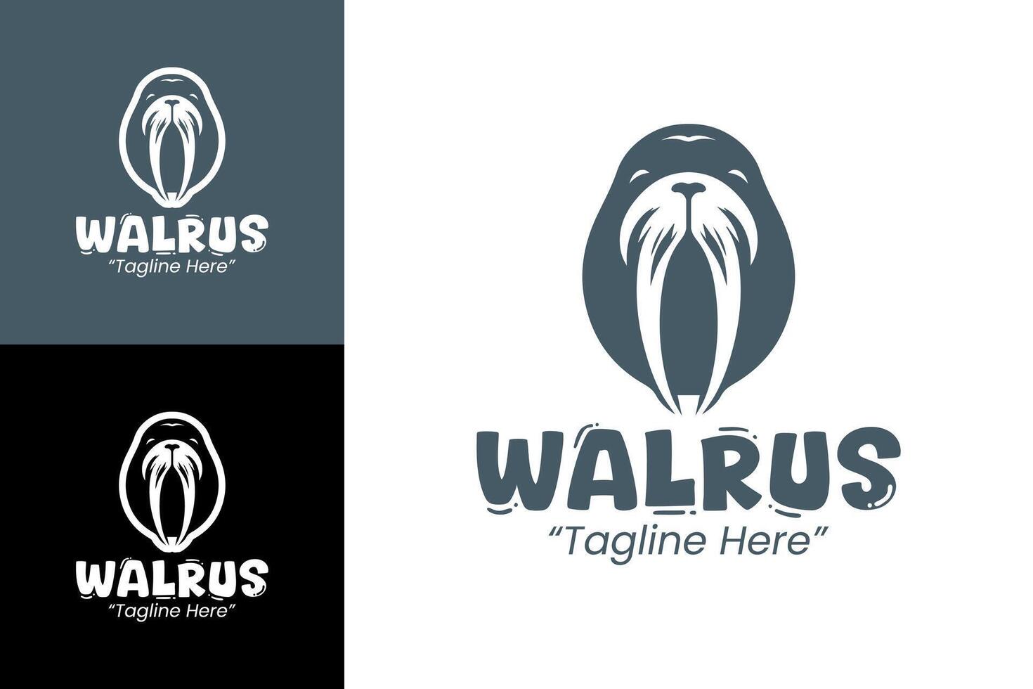 Fun and Modern Walrus Logo Design for Business Identity in Monochrome vector