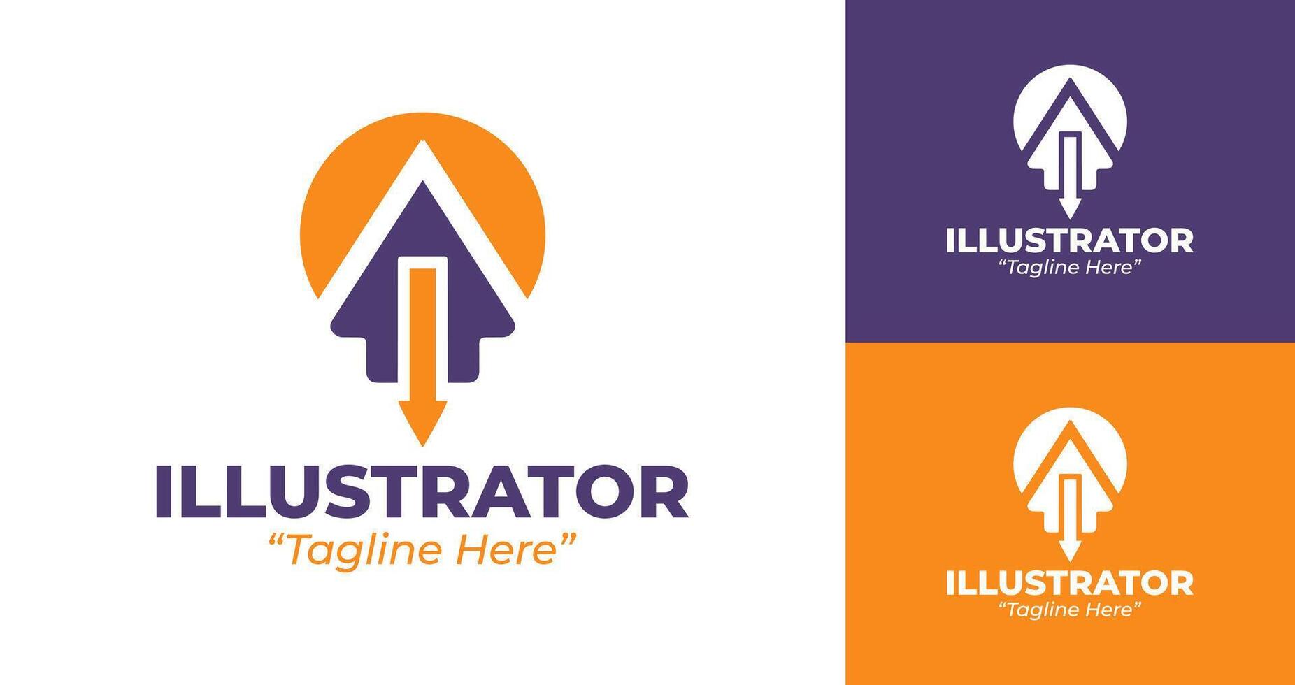 Innovative Illustrator Logo Design in Purple and Orange for Professional Branding vector