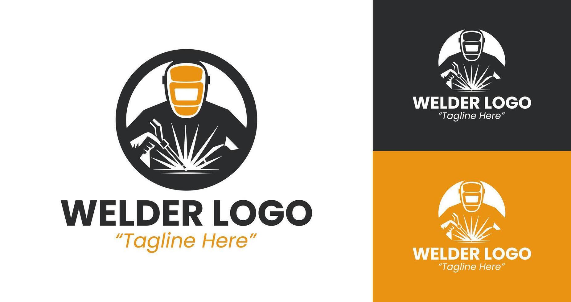 Sleek and Minimalist Welder Logo for Industry Branding in Black and Yellow vector