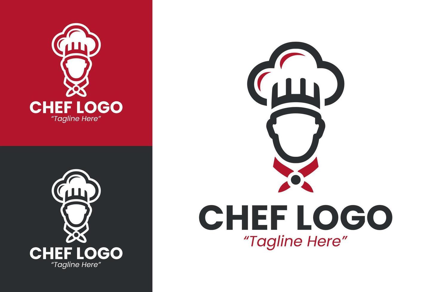 Unique Red, Black, and White Chef Logo Design for Restaurant Branding and Food Industry vector