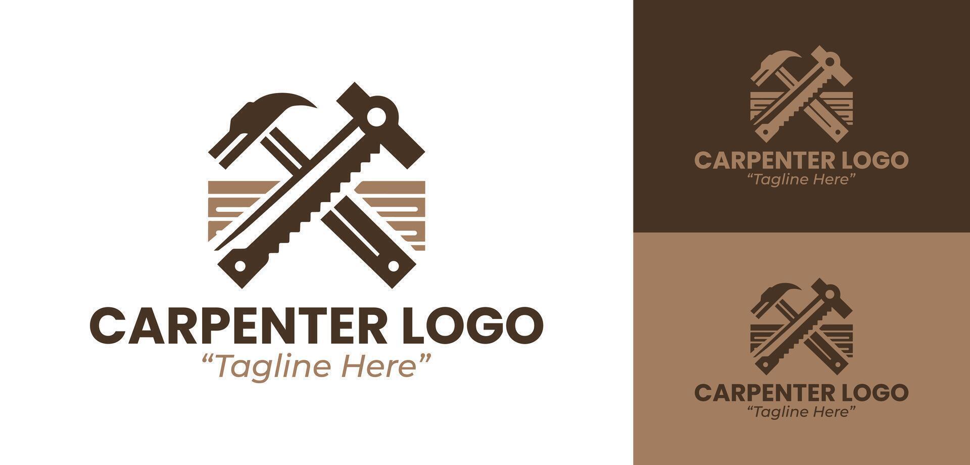 Professional Carpenter Logo Design with Tools and Wood for Branding and Construction Business vector